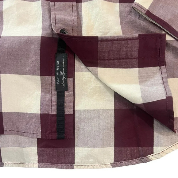 NWT Rag & Bone Men's Fit 2 check Collard Shirt Size Large - Picture 5 of 6